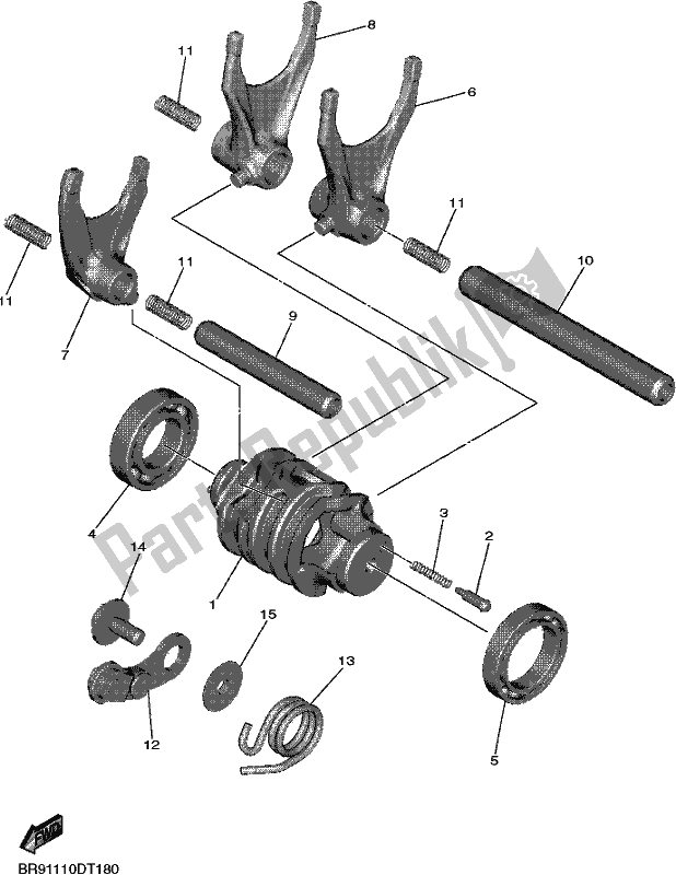 All parts for the Shift Cam & Fork of the Yamaha YZ 450F 2018