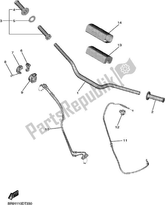 All parts for the Steering Handle & Cable of the Yamaha YZ 450F 2018