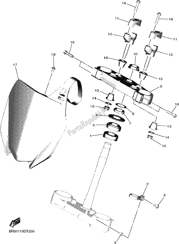 All parts for the Steering of the Yamaha YZ 450F 2018