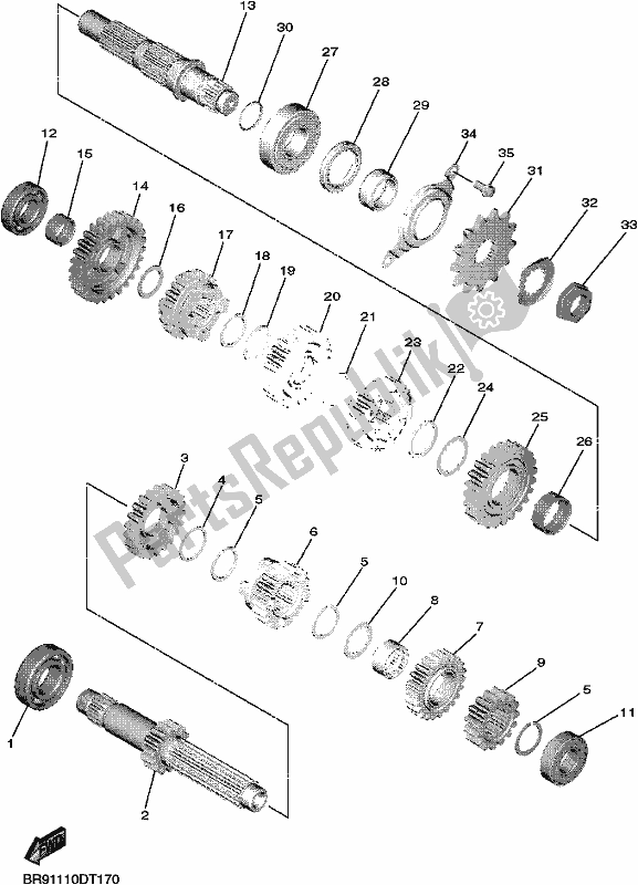 All parts for the Transmission of the Yamaha YZ 450F 2018