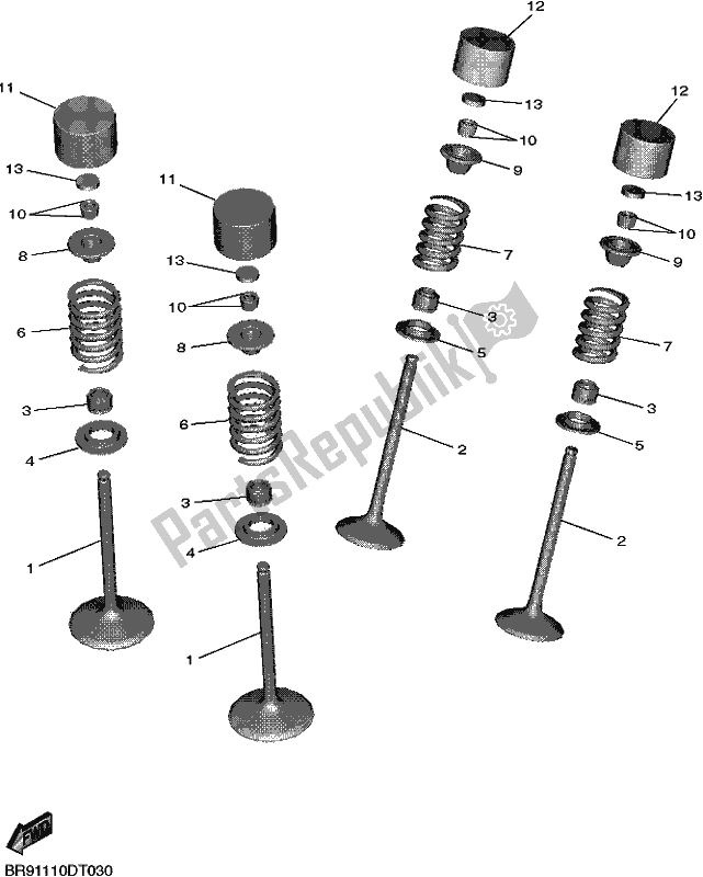 All parts for the Valve of the Yamaha YZ 450F 2018