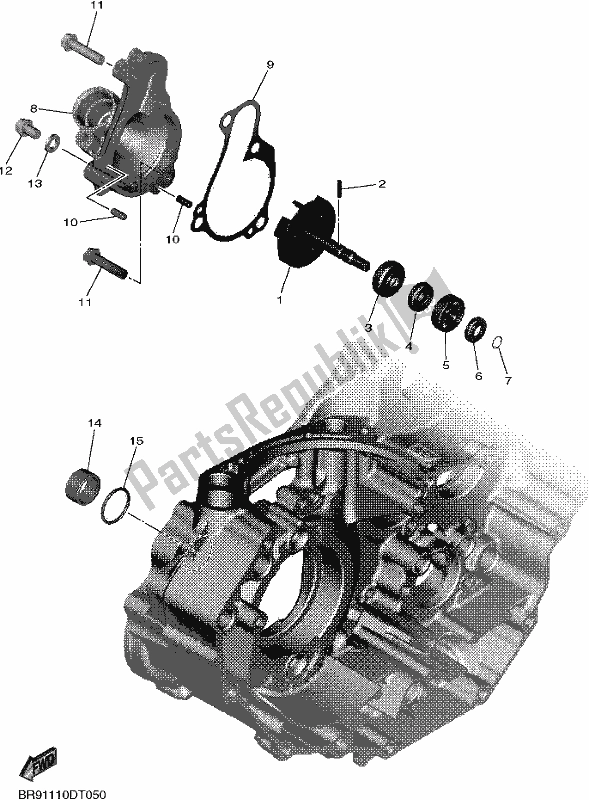 All parts for the Water Pump of the Yamaha YZ 450F 2018