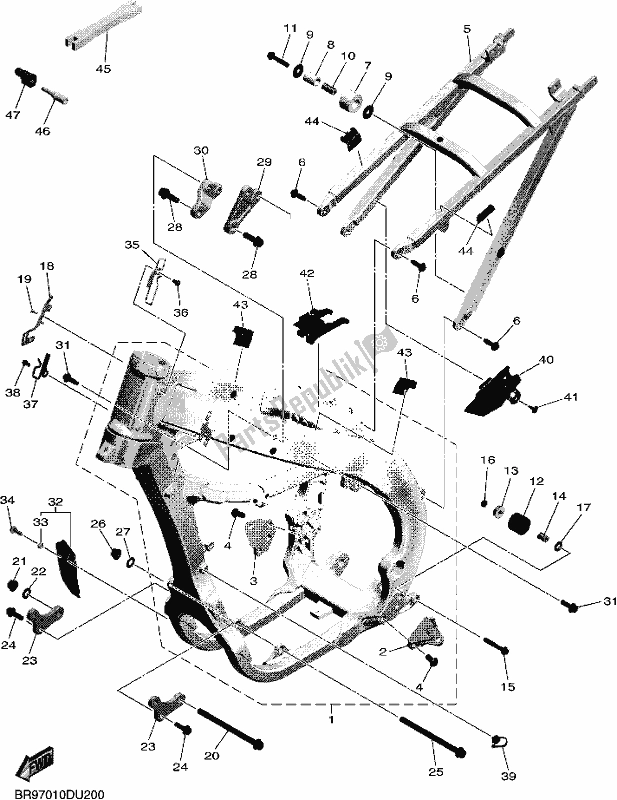 All parts for the Frame of the Yamaha YZ 450F 2019