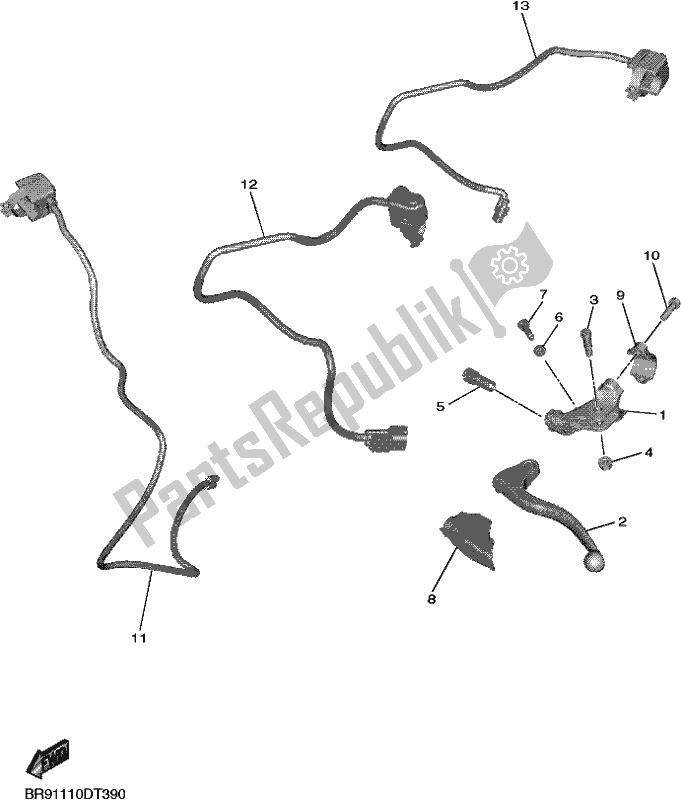 All parts for the Handle Switch & Lever of the Yamaha YZ 450F 2019