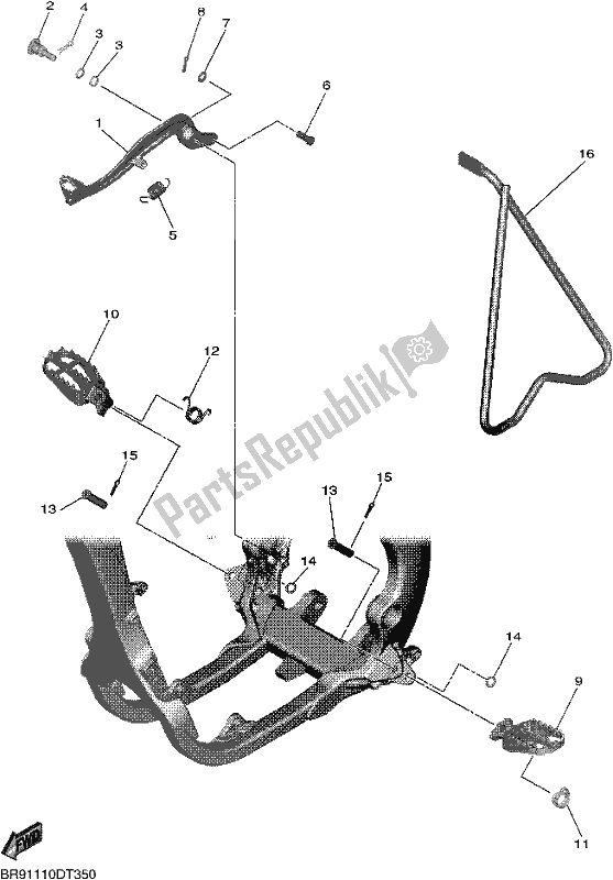 All parts for the Stand & Footrest of the Yamaha YZ 450F 2019