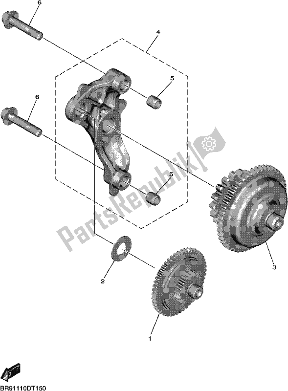 All parts for the Starter Clutch of the Yamaha YZ 450F 2019