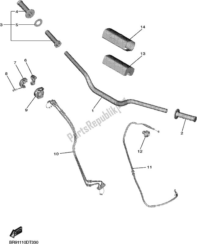 All parts for the Steering Handle & Cable of the Yamaha YZ 450F 2019