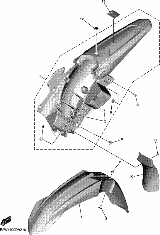 All parts for the Fender of the Yamaha YZ 450F 2020