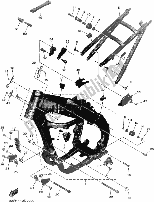 All parts for the Frame of the Yamaha YZ 450F 2020