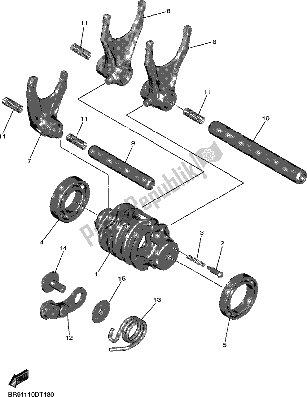 All parts for the Shift Cam & Fork of the Yamaha YZ 450F 2020