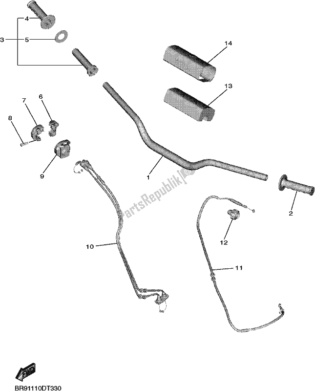 All parts for the Steering Handle & Cable of the Yamaha YZ 450F 2020