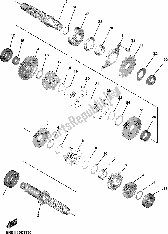 All parts for the Transmission of the Yamaha YZ 450F 2020