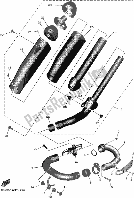 Tutte le parti per il Scarico del Yamaha YZ 450F 2021