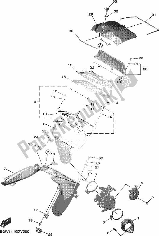 Tutte le parti per il Presa del Yamaha YZ 450F 2021