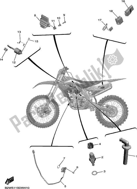 Todas as partes de Elétrica 1 do Yamaha YZ 450 FSE 2021