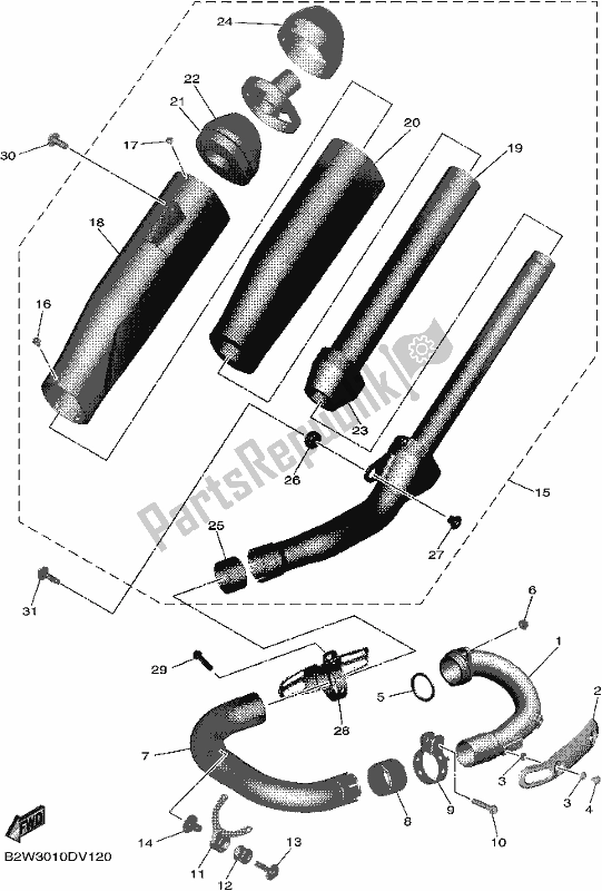 Alle onderdelen voor de Uitlaat van de Yamaha YZ 450 FSE 2021