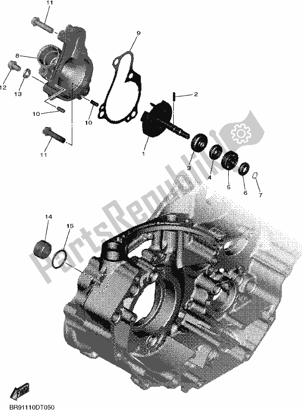 Alle onderdelen voor de Waterpomp van de Yamaha YZ 450 FSE 2021