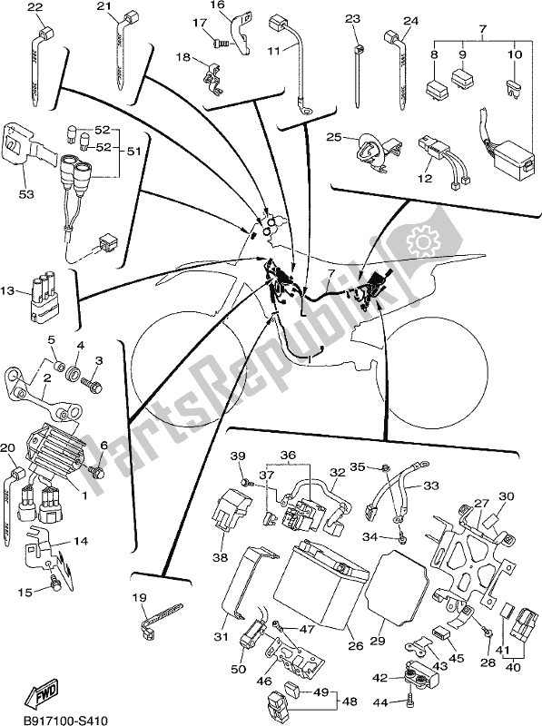 All parts for the Electrical 2 of the Yamaha YZ 450 FX 2017