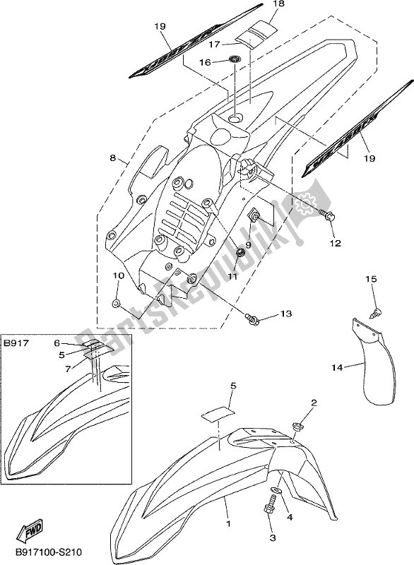 Todas las partes para Defensa de Yamaha YZ 450 FX 2017