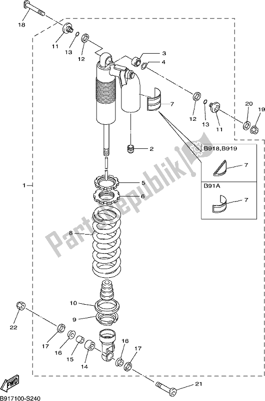 All parts for the Rear Suspension of the Yamaha YZ 450 FX 2017