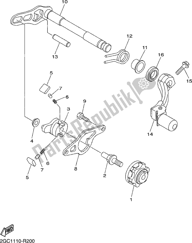 All parts for the Shift Shaft of the Yamaha YZ 450 FX 2017