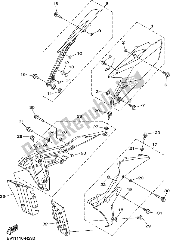 Todas las partes para Cubierta Lateral de Yamaha YZ 450 FX 2017