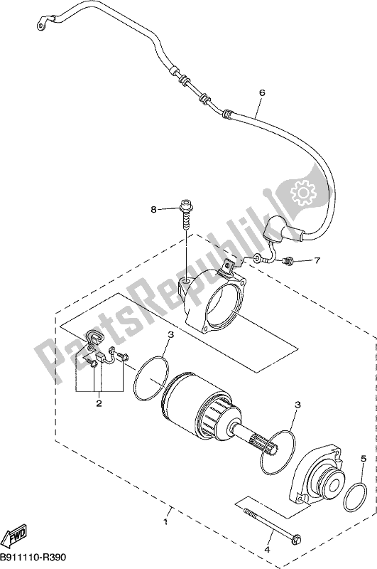 All parts for the Starting Motor of the Yamaha YZ 450 FX 2017