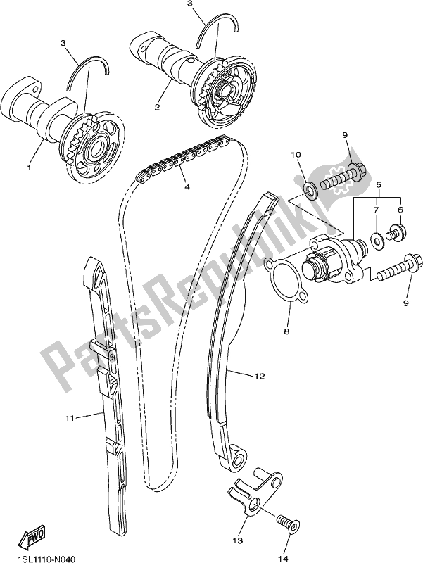 Todas las partes para árbol De Levas Y Cadena de Yamaha YZ 450 FX 2018