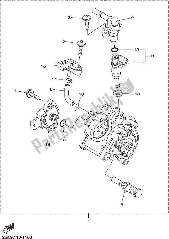 All parts for the Intake 2 of the Yamaha YZ 450 FX 2018