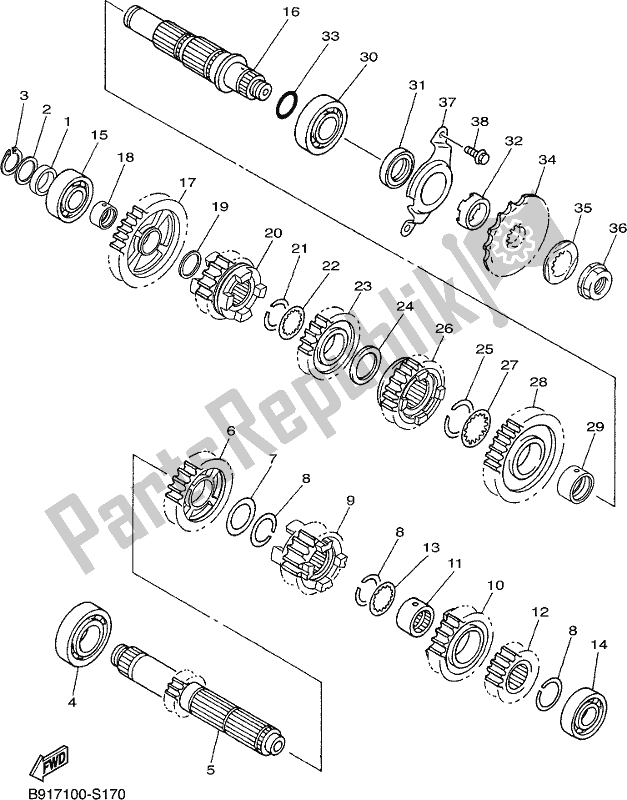 Toutes les pièces pour le Transmission du Yamaha YZ 450 FX 2018