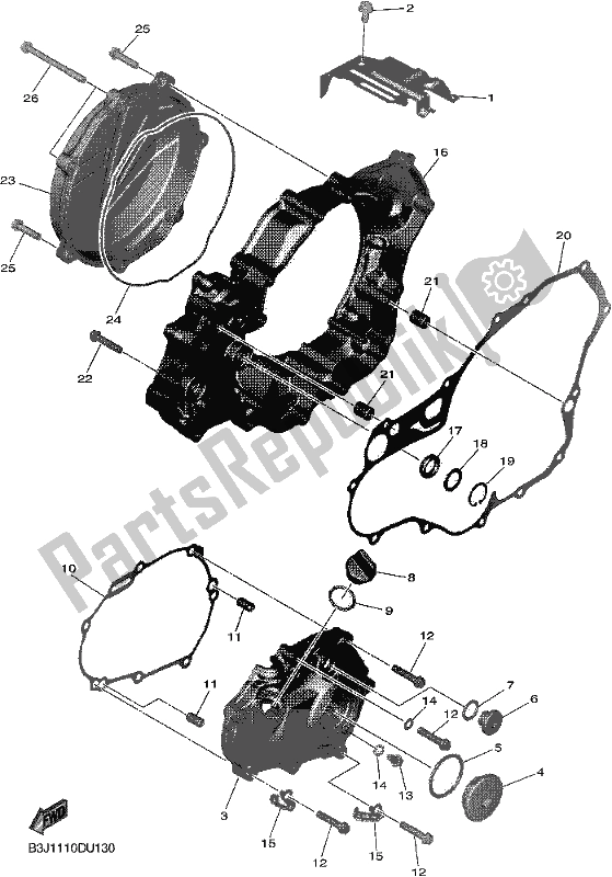 Alle onderdelen voor de Carterdeksel 1 van de Yamaha YZ 450 FX 2019