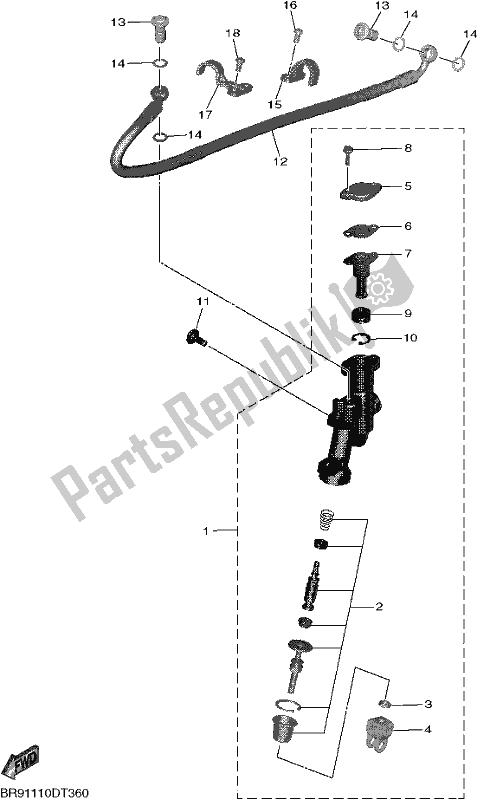 Tutte le parti per il Pompa Freno Posteriore del Yamaha YZ 450 FX 2019