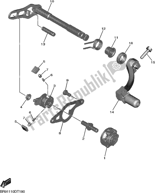 All parts for the Shift Shaft of the Yamaha YZ 450 FX 2019