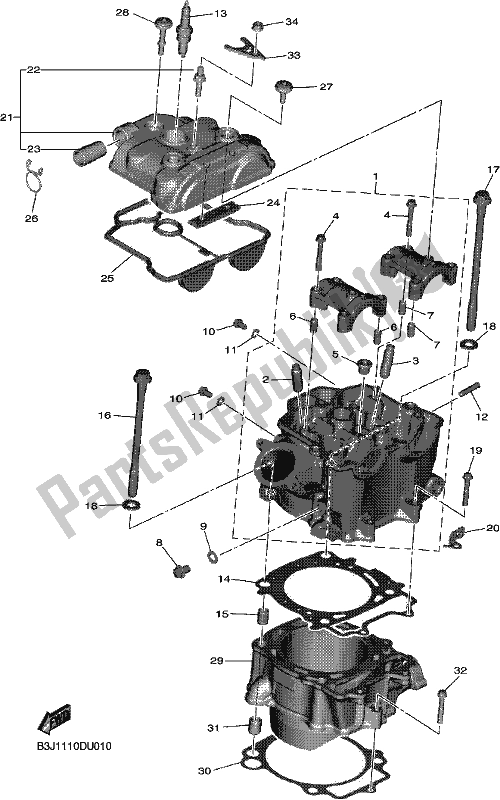 All parts for the Cylinder of the Yamaha YZ 450 FX 2020