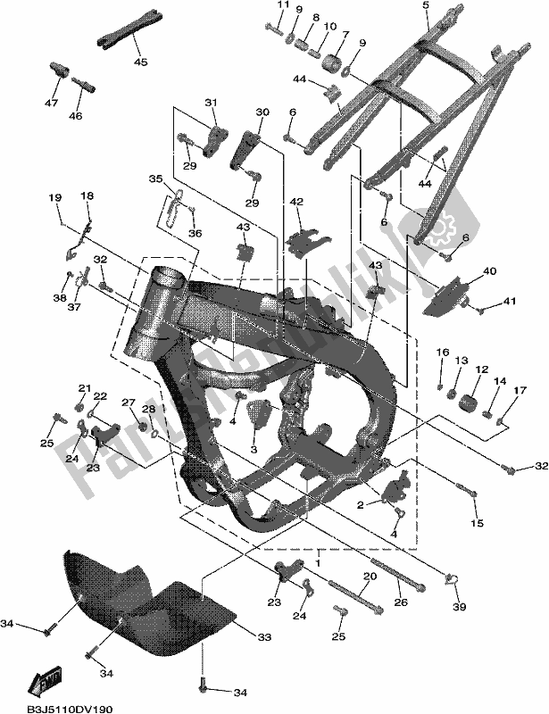 All parts for the Frame of the Yamaha YZ 450 FX 2020