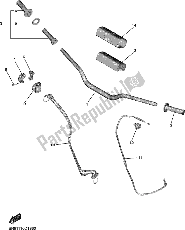 All parts for the Steering Handle & Cable of the Yamaha YZ 450 FX 2020