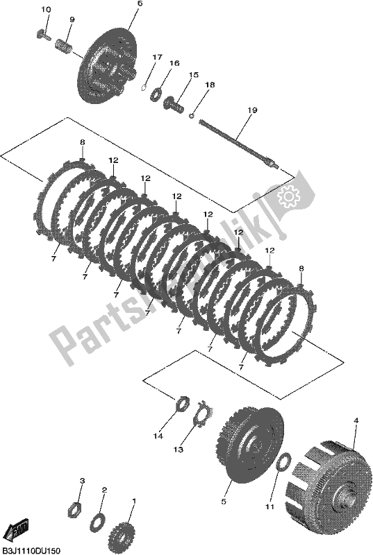 All parts for the Clutch of the Yamaha YZ 450 FX 2021