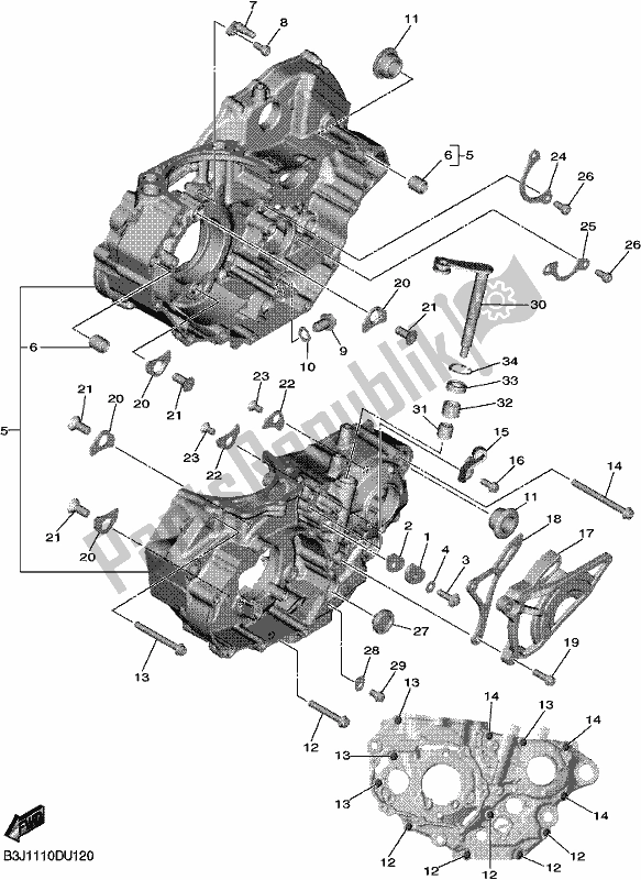 Todas as partes de Bloco Do Motor do Yamaha YZ 450 FX 2021