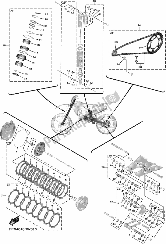 Alle onderdelen voor de Maintenance Parts Kit van de Yamaha YZ 450 FX 2021