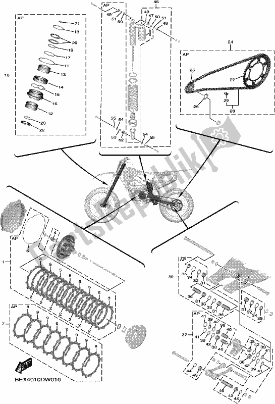 Alle onderdelen voor de Maintenance Parts Kit van de Yamaha YZ 450 FX 2021