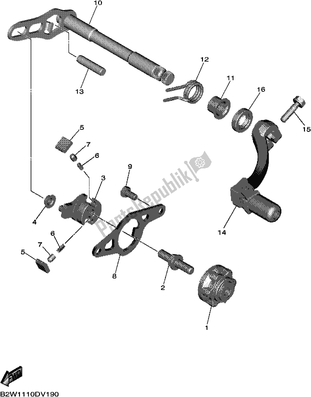 All parts for the Shift Shaft of the Yamaha YZ 450 FX 2021