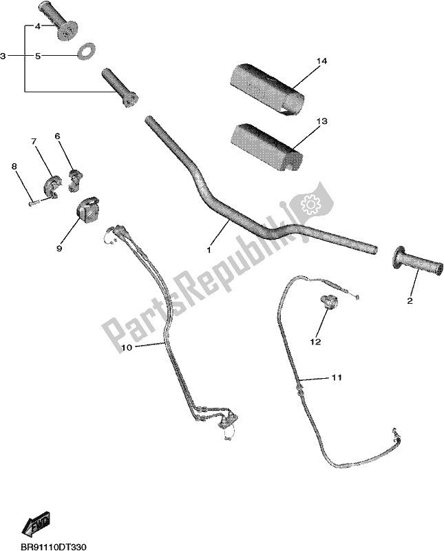 All parts for the Steering Handle & Cable of the Yamaha YZ 450 FX 2021