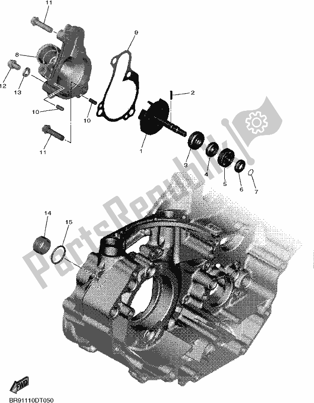 Alle onderdelen voor de Waterpomp van de Yamaha YZ 450 FX 2021