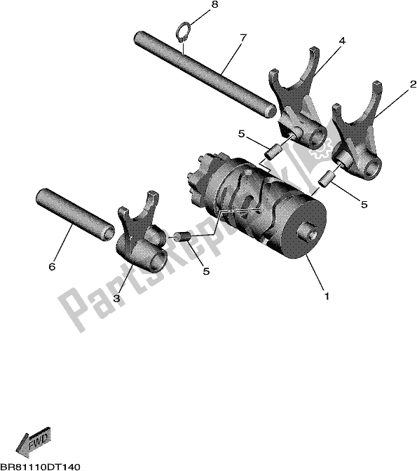 Todas las partes para Cambio De Leva Y Horquilla de Yamaha YZ 65 2018