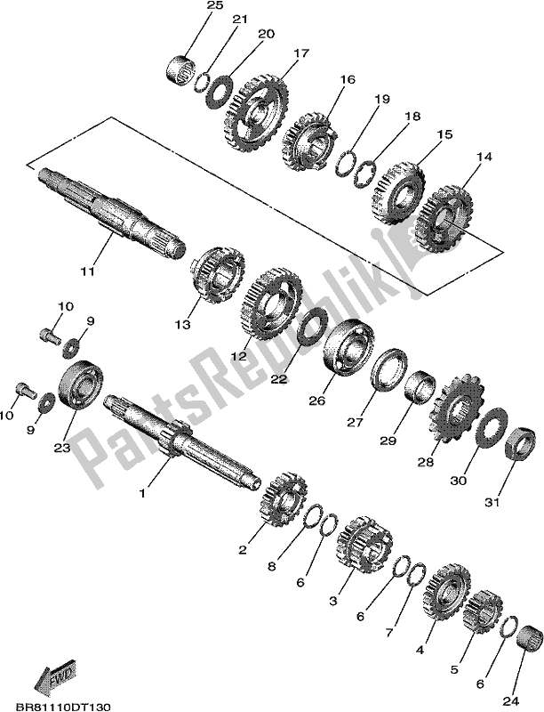 Wszystkie części do Przenoszenie Yamaha YZ 65 2018