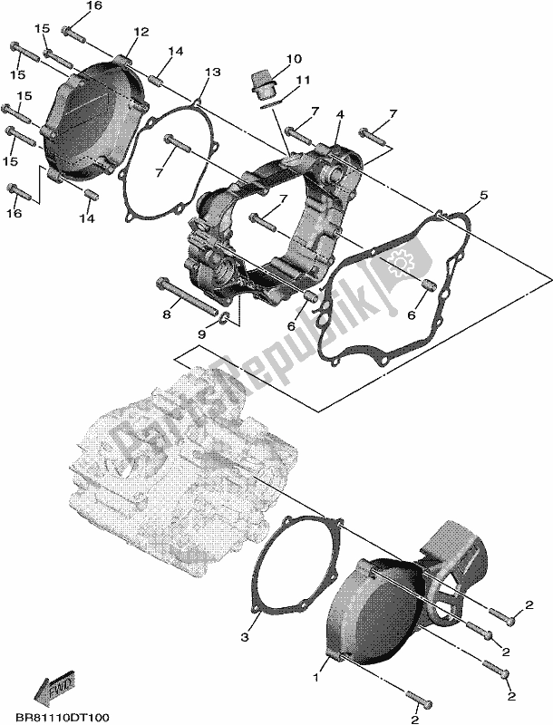 All parts for the Crankcase Cover of the Yamaha YZ 65 2020