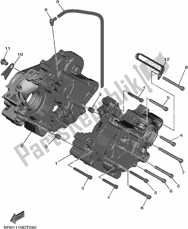 All parts for the Crankcase of the Yamaha YZ 65 2020