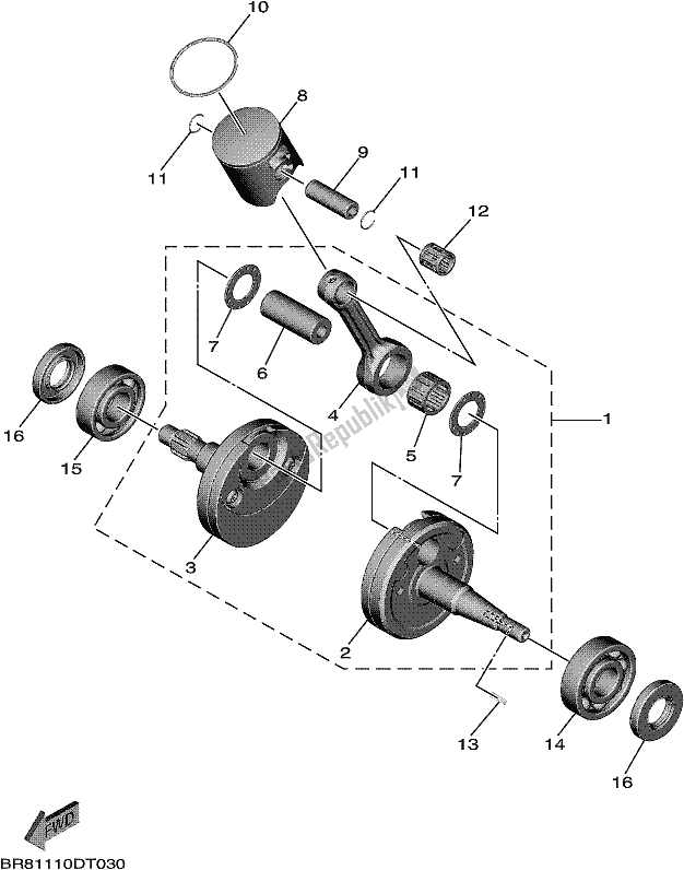 All parts for the Crankshaft & Piston of the Yamaha YZ 65 2020