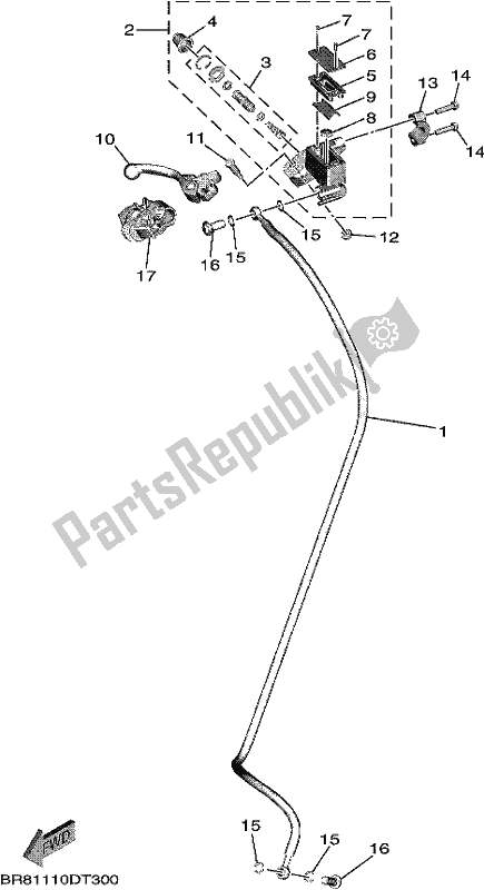 All parts for the Front Master Cylinder of the Yamaha YZ 65 2020