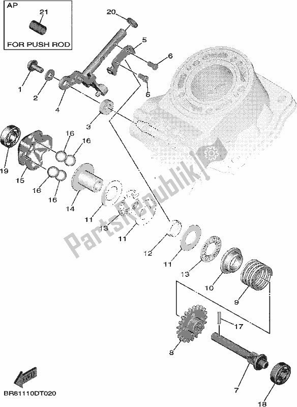 All parts for the Governor of the Yamaha YZ 65 2020